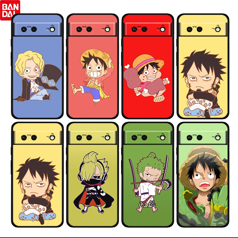 

Cartoon ONE PIECE Luffy For Google Pixel 6 6a 6Pro 5 5a 4 4a XL 5G Black Soft Phone Case Silicone Cover Fundas Coque Capa