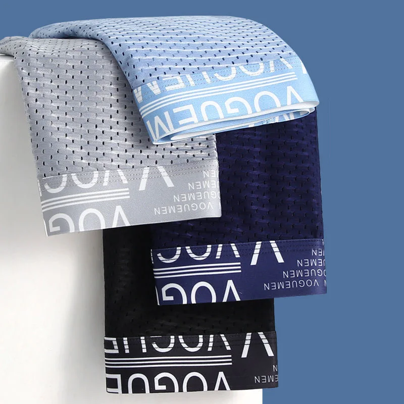 Boxer Men's Underwear Man Boxers 3A Antibacterial Underpants Ice Silk Mesh Men BoxerShorts Sexy Breathable Graphene Male Pantie