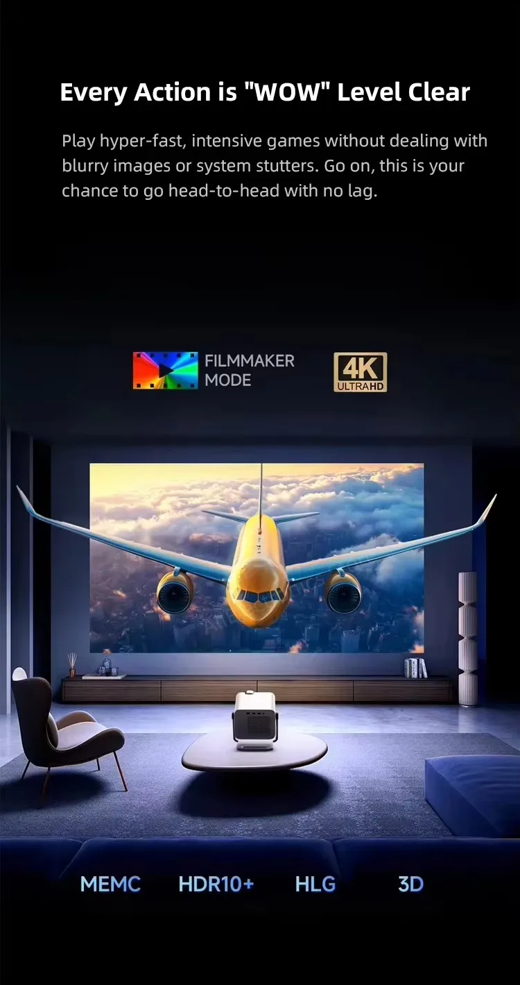 Проектор Vidda M2 Pro 4K UHD DLP с трехцветным лазером, 1200 ANSI люмен, 1.3-кратный оптический зум, Full Auto, MEMC, IMAX Enhanced, Android 11 (art.: 3920dc4ff5cac) - 3920dc4ff5cac