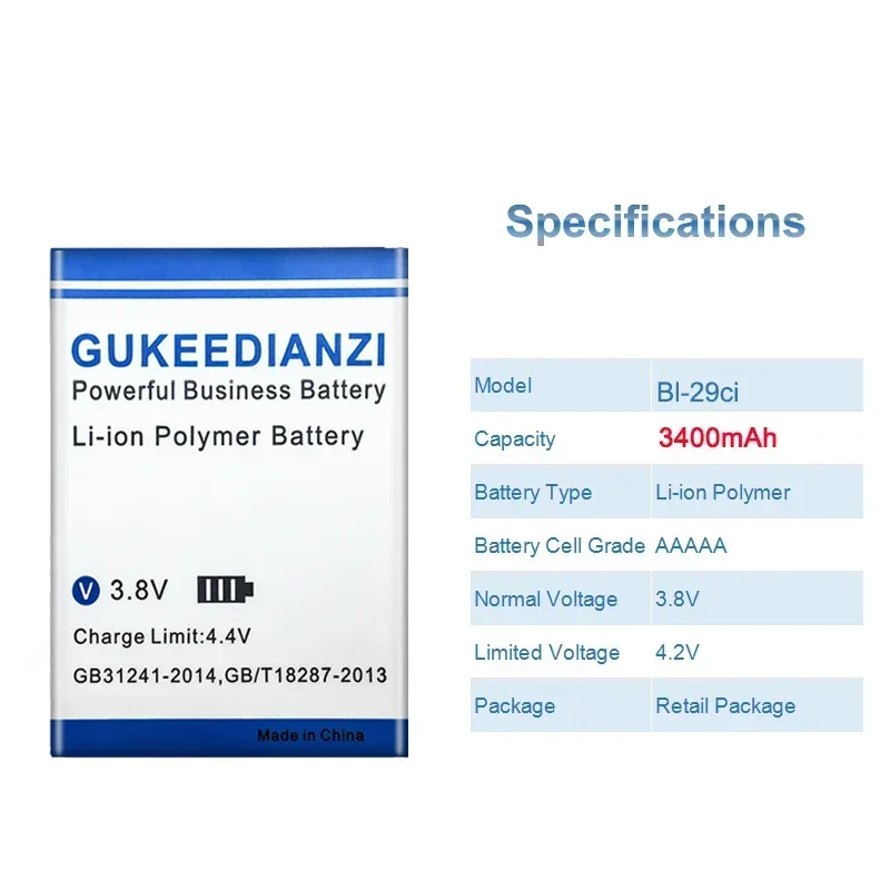 GUKEEDIANZI Сменный аккумулятор Bl-29ci Bl29ci 3400 мАч для Nokia C10