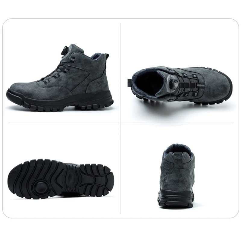 Waliantile Men Safety Work Boots Protective Steel Toe Anti-smashing Working Shoes Puncture Proof Non-slip Industrial Boot