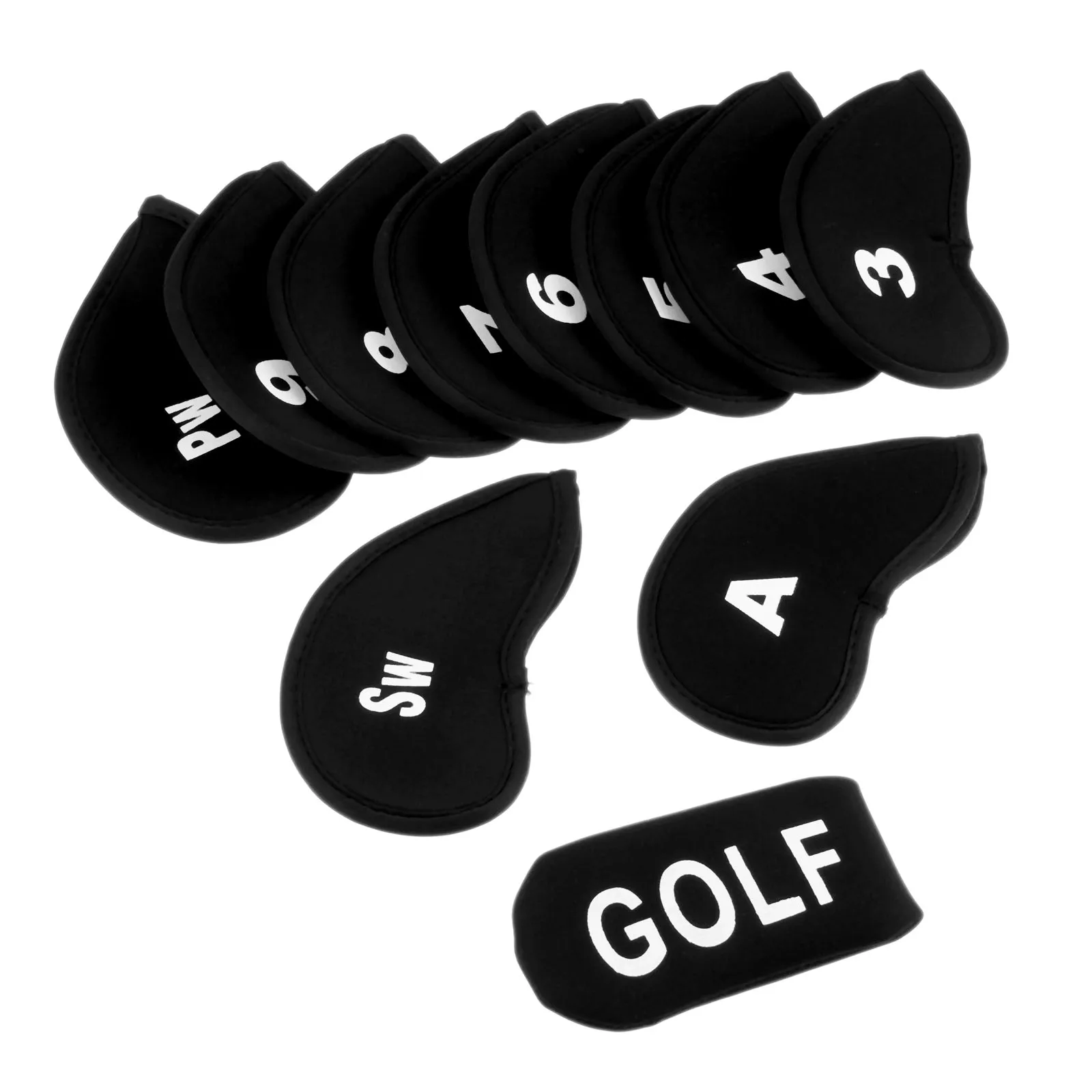 

11 Pcs Black Neoprene Golf Club Iron Head Covers Golf Putter Headcovers Protect Set With Numbers For Sizes Iron Golf Club Heads