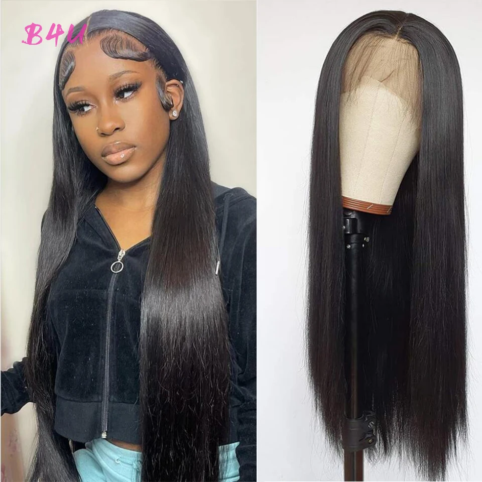 Straight Lace Front Human Hair Wig Remy Brazilian Lace Closure Wigs For Black Women Transparent Lace Frontal Wig