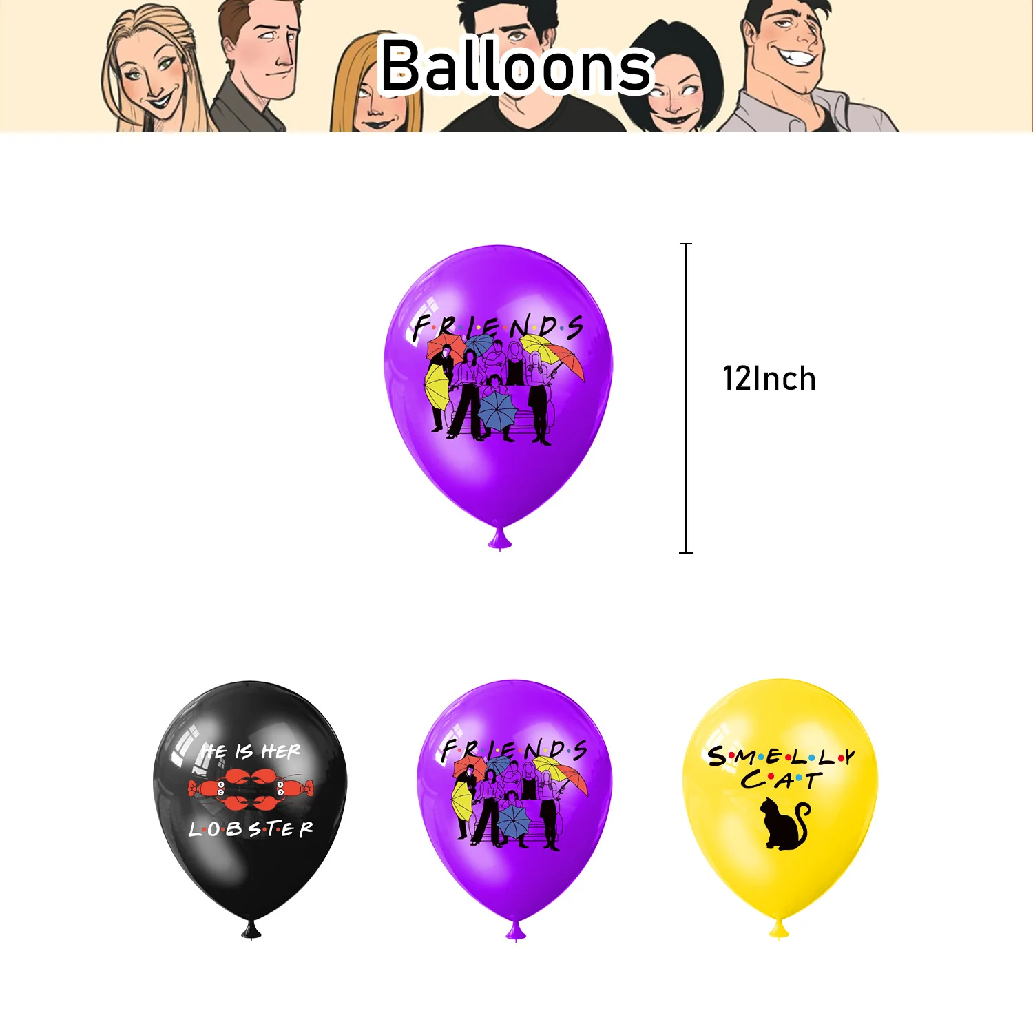 TV Show Friends Theme Party Decoration Balloons Flag Banner Cake Toppers Birthday Party Decor Shower images - 6