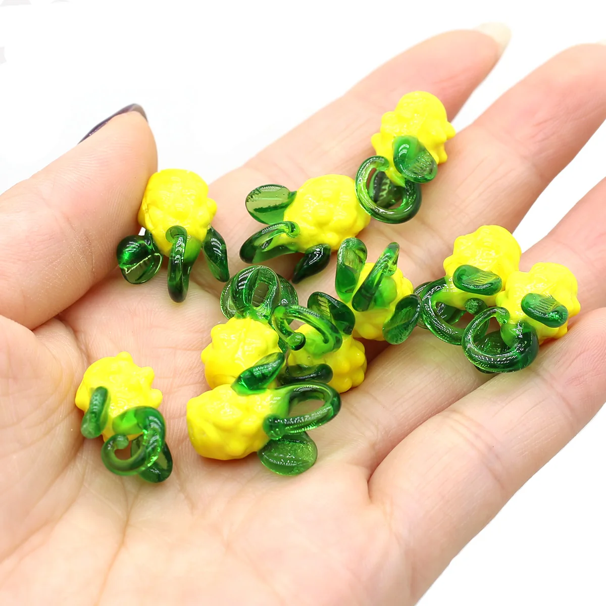 

5PCS Yellow Glass Charms Corn Banana Glass Fruit Vegetable Pendants For Jewelry Making DIY Accessories Handmade