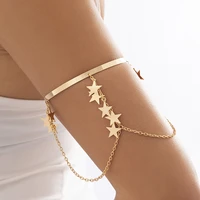 punk gold opening bohemian butterfly upper arm bracelet stars tassel pendants arm cuff bangle bracelet for women fashion jewelry