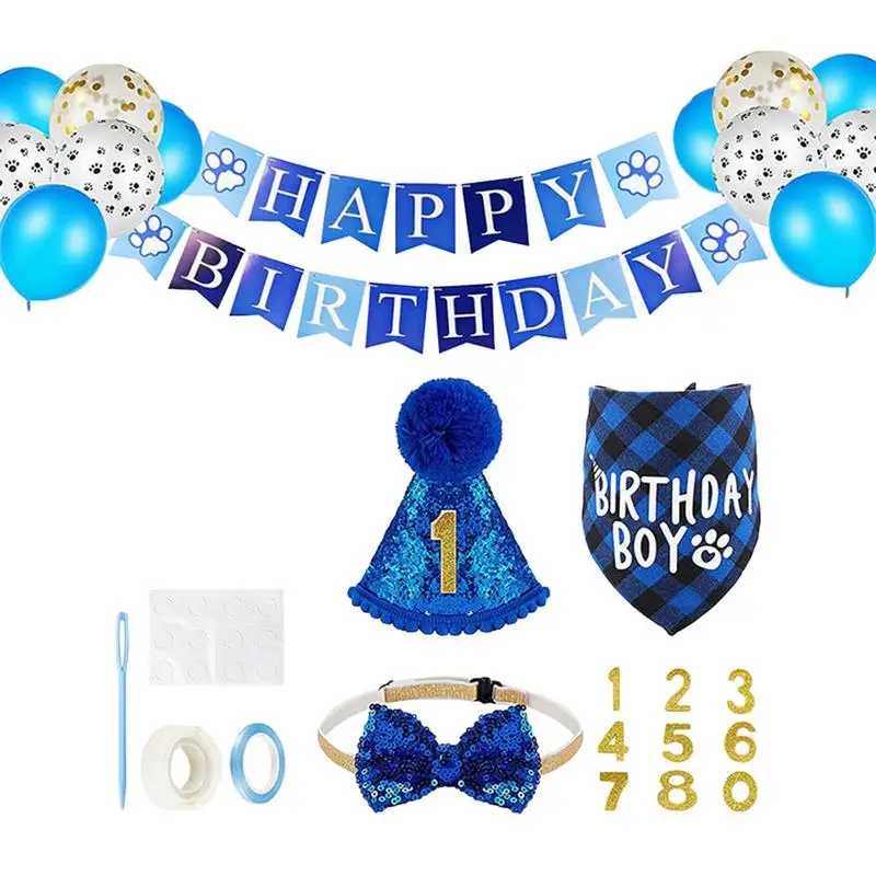 

Puppy Birthday Supplies Plaid Dog Birthday Bandana Scarf Balloon Dog Party Decorations Dog Birthday Supplies Dog Birthday Hat