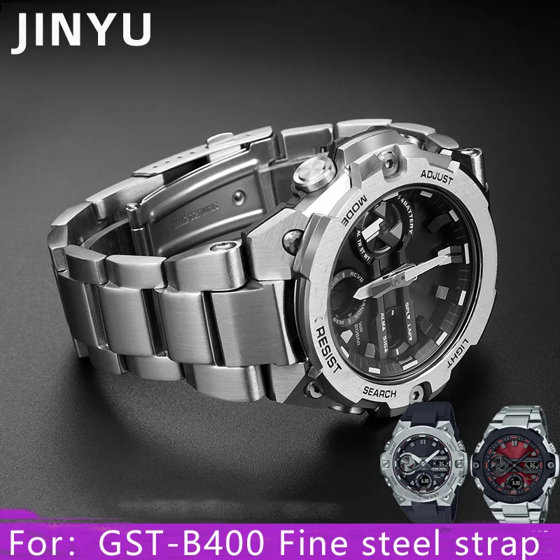 

Solid Stainless Fine Steel Watchband Suitable For Casio Watch G-SHOCK Steel Heart GST-B400 Series Sports Men's Wristband Strap