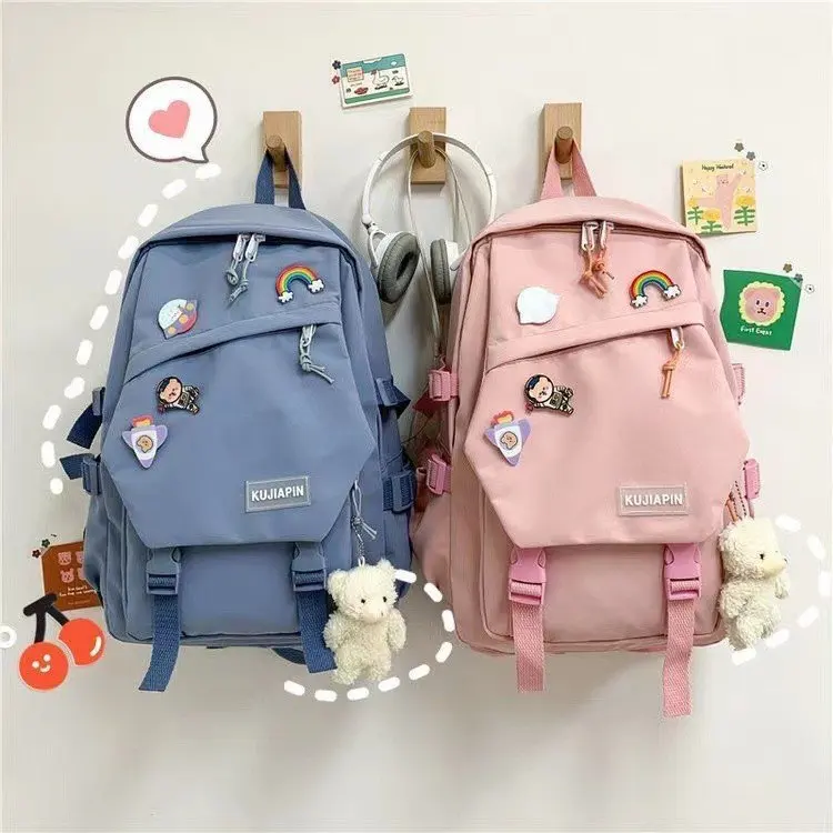 

Cute Ladies Backpack Waterproof Multi Pocket Nylon School Backpack Student Girl Kawaii Laptop Schoolbag Organizer