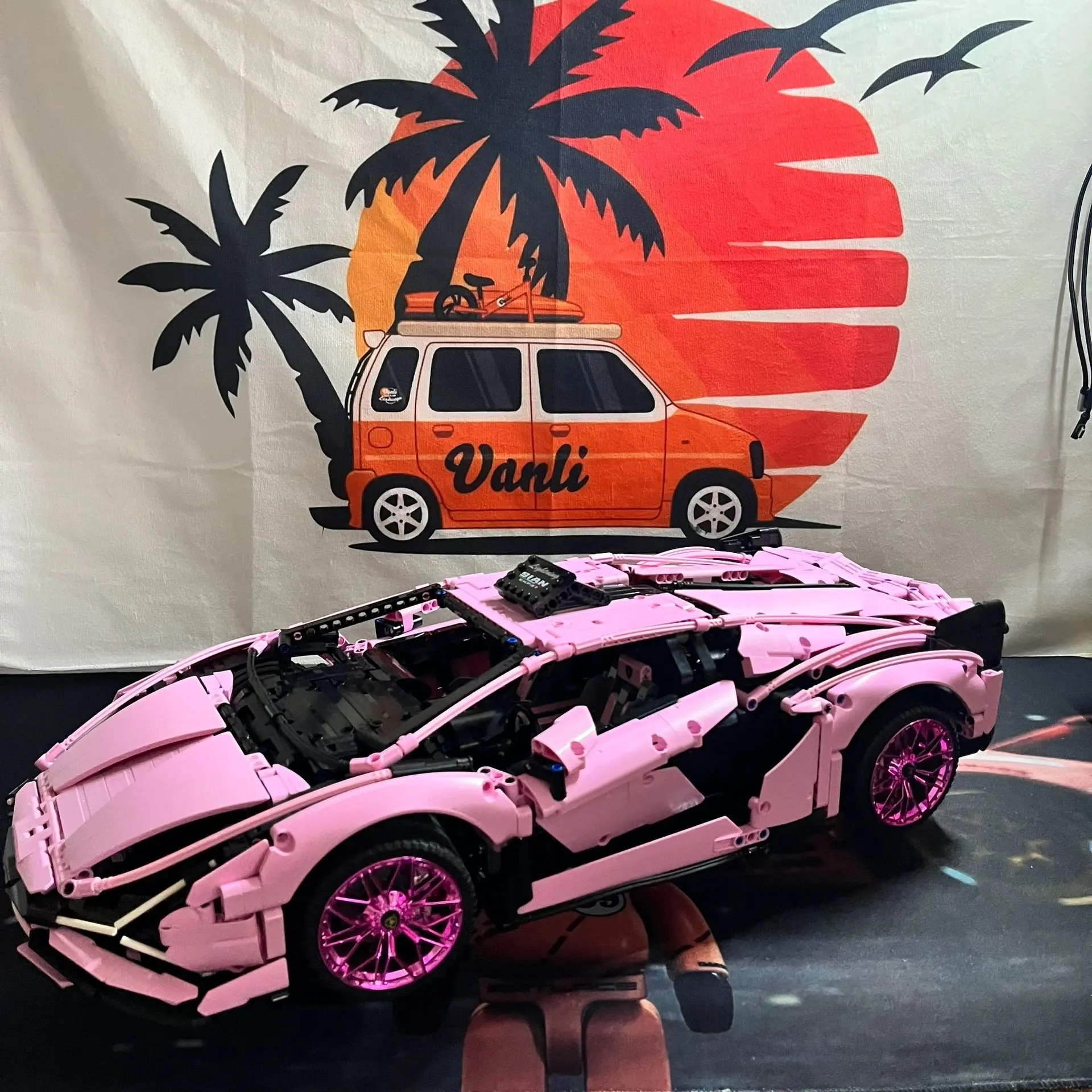 1280pcs Technical Racing Car Pink Lamborghinied Speed Sports Car Building Blocks Assemble Model Vehicle Toys For kids gifts