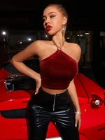 cheery invasion women strappy cross over front cut out halter neck sleeveless backless crop top bandage vest summer sexy tops