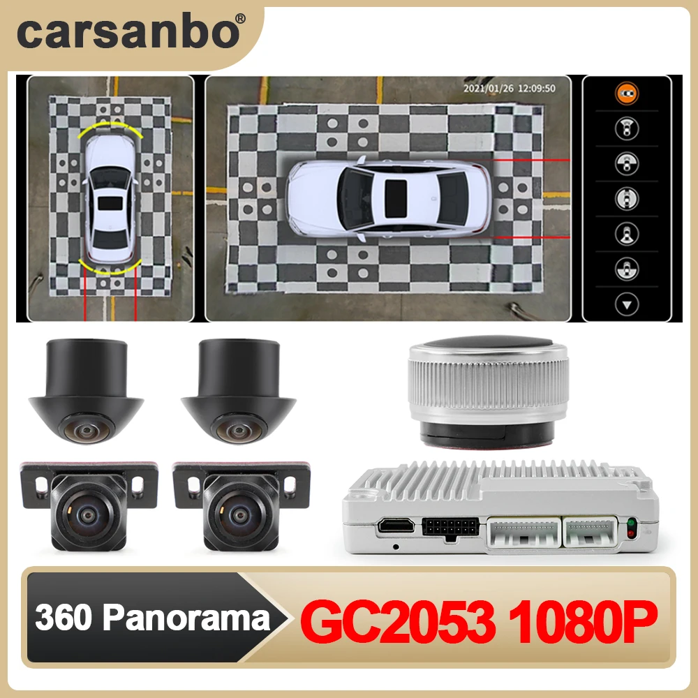 3D 1080P HD 360 Degree Bird View Surround System Panoramic View All Round View DVR Camera DIY Color 114 Models Car Optional