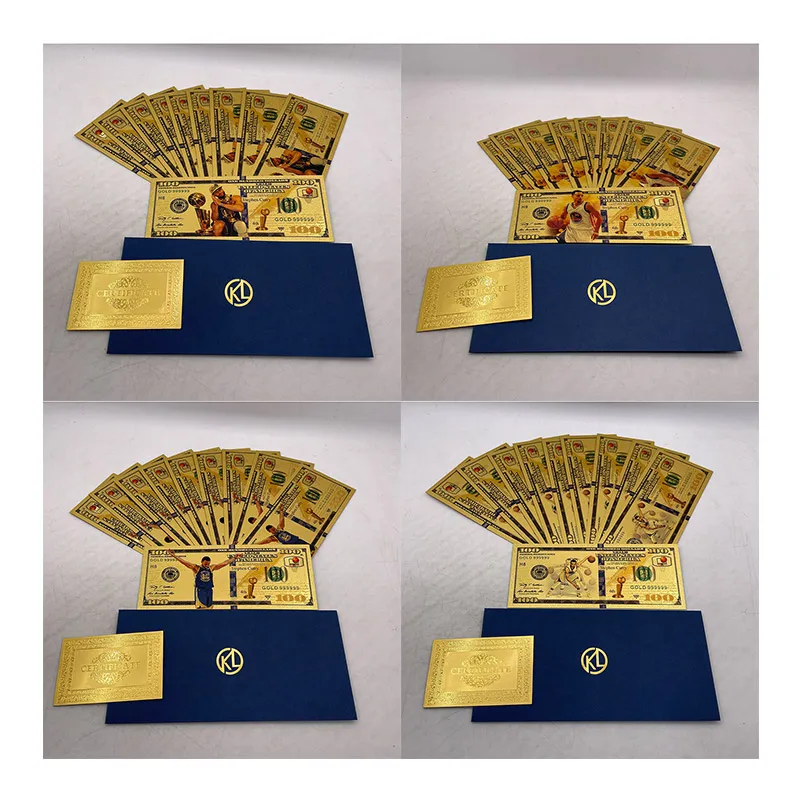 

Hot basketball Star SC souvenir Cards Gold Plastic Banknotes Gold Coins for nice gift