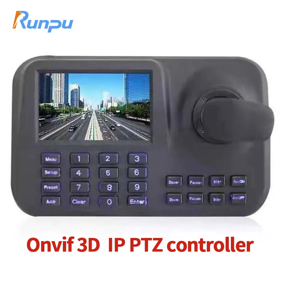 

Onvif-compatible 3D CCTV IP PTZ controller IP PTZ joystick IP PTZ keyboard with 5 inch LCD screen for IP PTZ camera