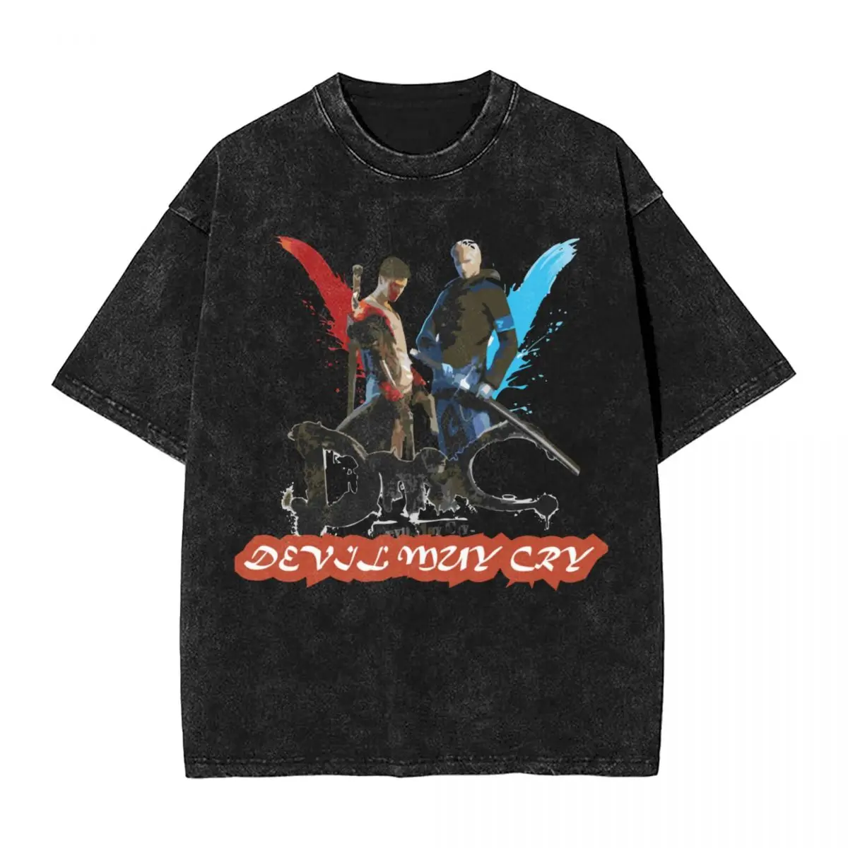 Devil May Cry Dante DMC Промытые футболки Уличная одежда Хип-хоп Винтажная футболка