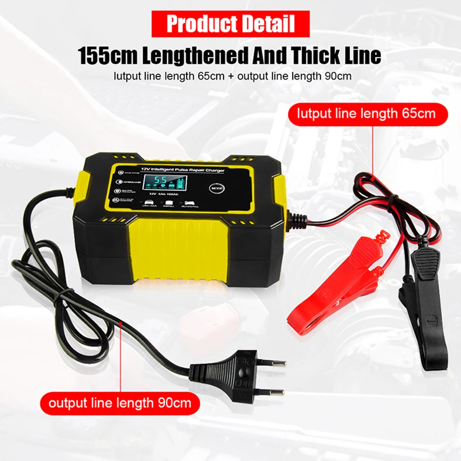 

Car Motorcycle Battery Charger 12V 6A Charger for Auto Moto Lead Acid Smart Charging Digital LCD Display Auto Parts Tool