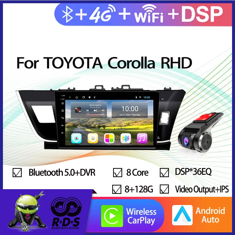 

6G+128G Android Car GPS Navigation For TOYOTA Corolla RHD 2013-2016 Car Radio Stereo With Wifi 4G AHD DSP CARPLAY