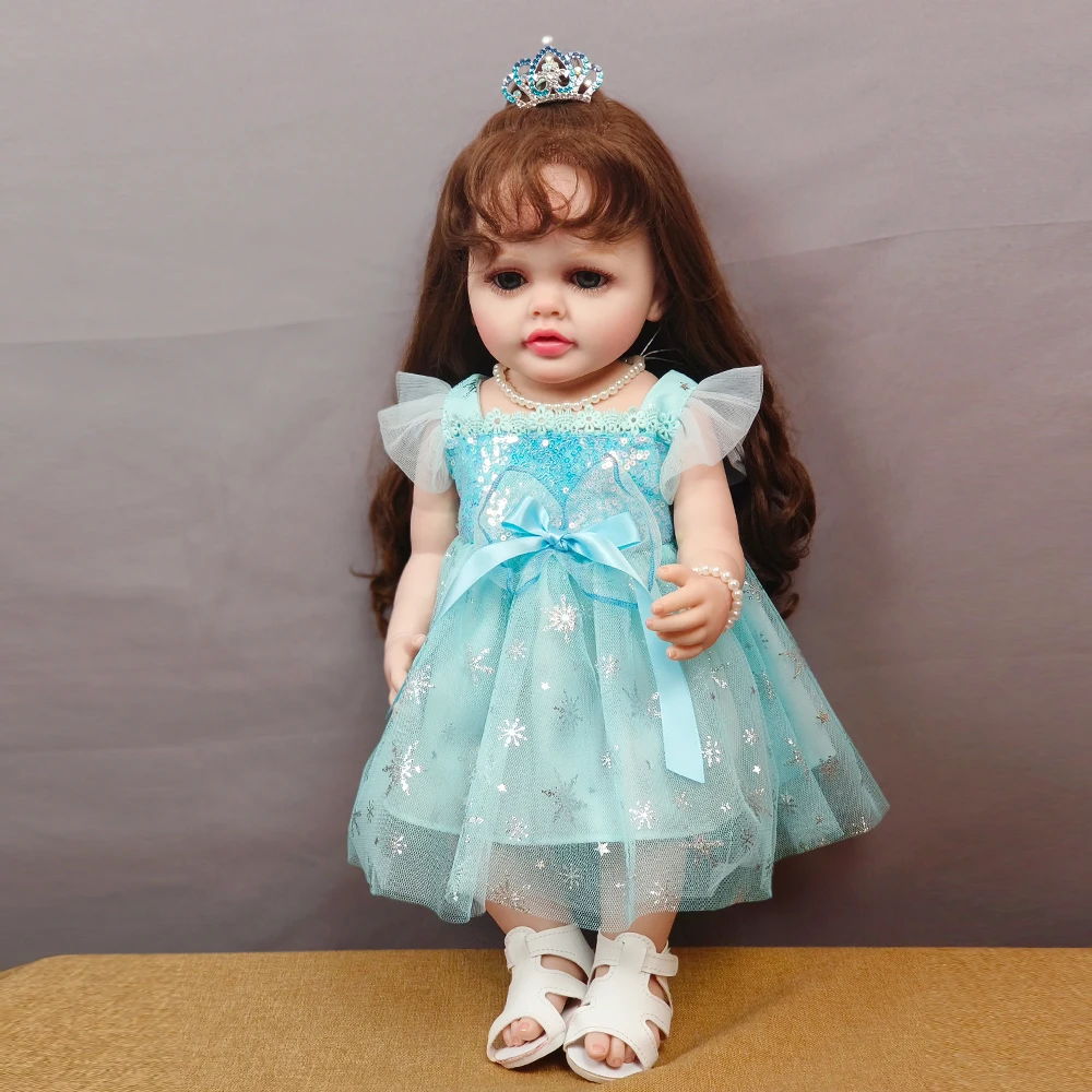 

Baby Reborn Whole Silicone Body For Girl Like Real 55CM Rooted Hair Dolls For Girls Bebe Reborn For kids Christmas Gift