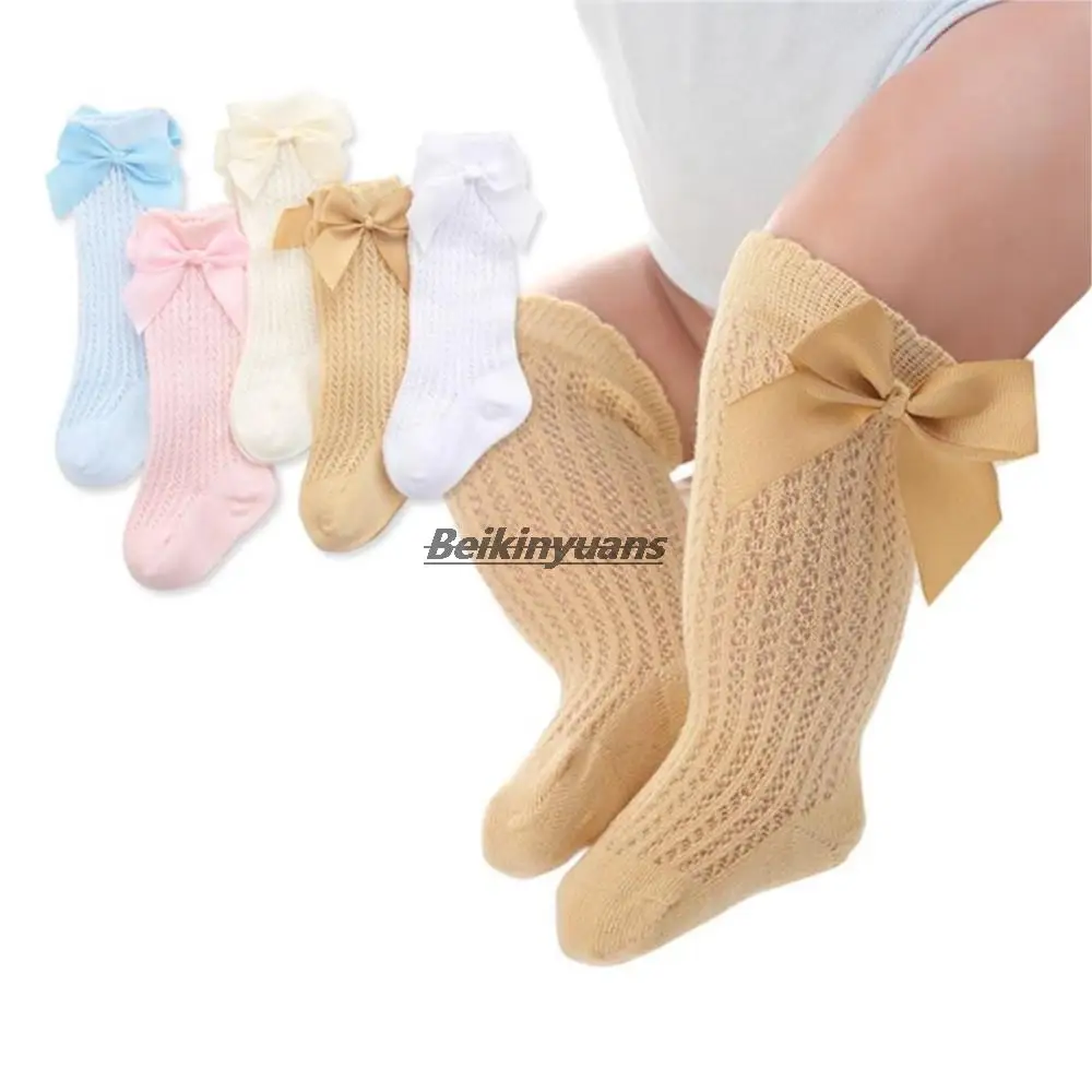 

Cute Bowknot Infant Baby Socks Cotton Bows Girls Knee Socks Summer Mesh Kids Infant Toddler Knee High Socks Newborn Sokken