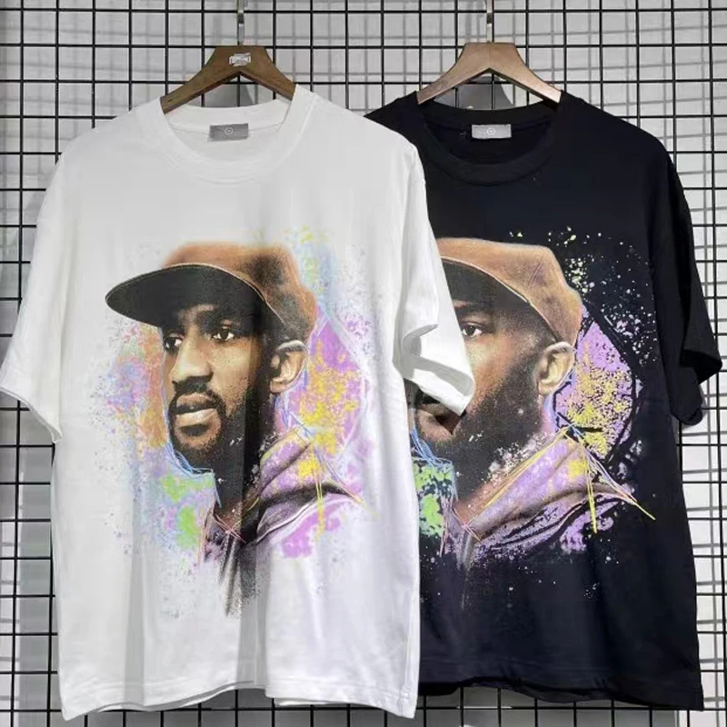 

LEE FOG T-shirt Black White High Quality Portrait Print Short Sleeve T Shirt Streetwear Men Women Top Tee