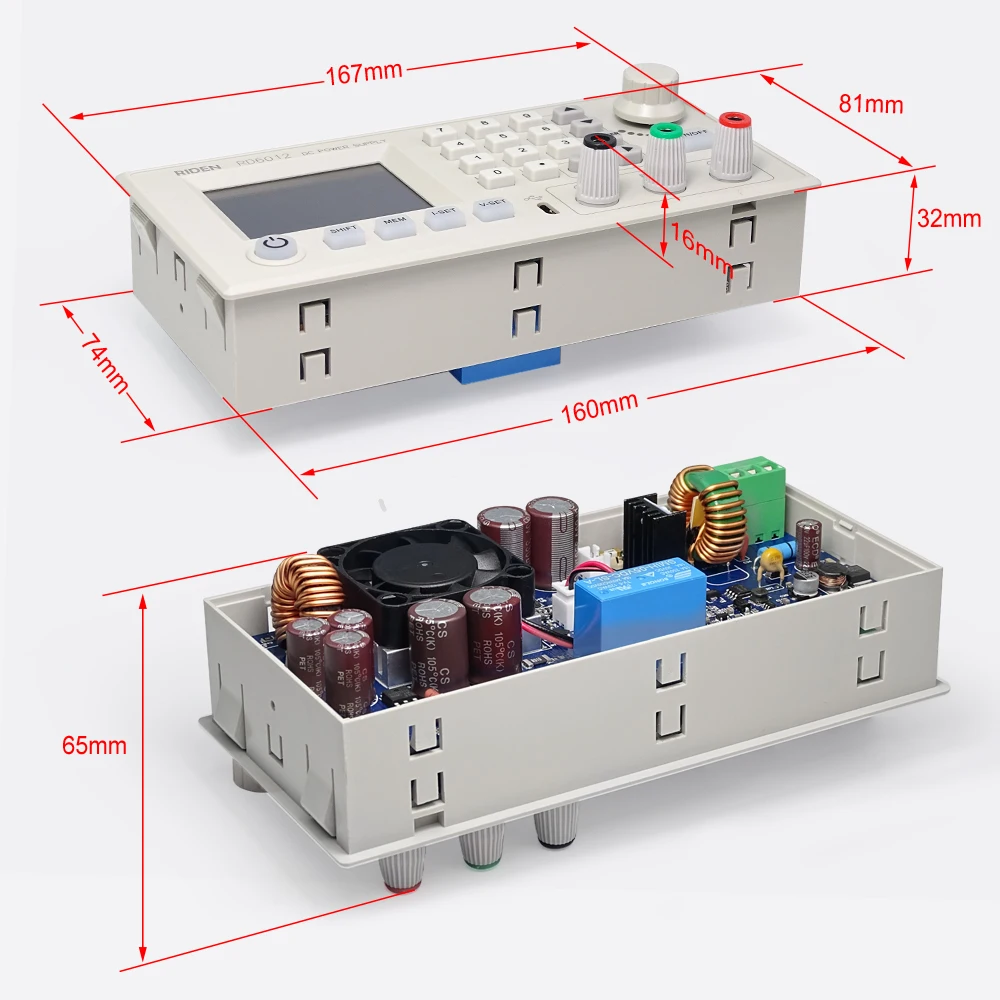 Регулируемый понижающий преобразователь напряжения RIDEN RD6012 RD6012W USB WiFi DC в с чехлом