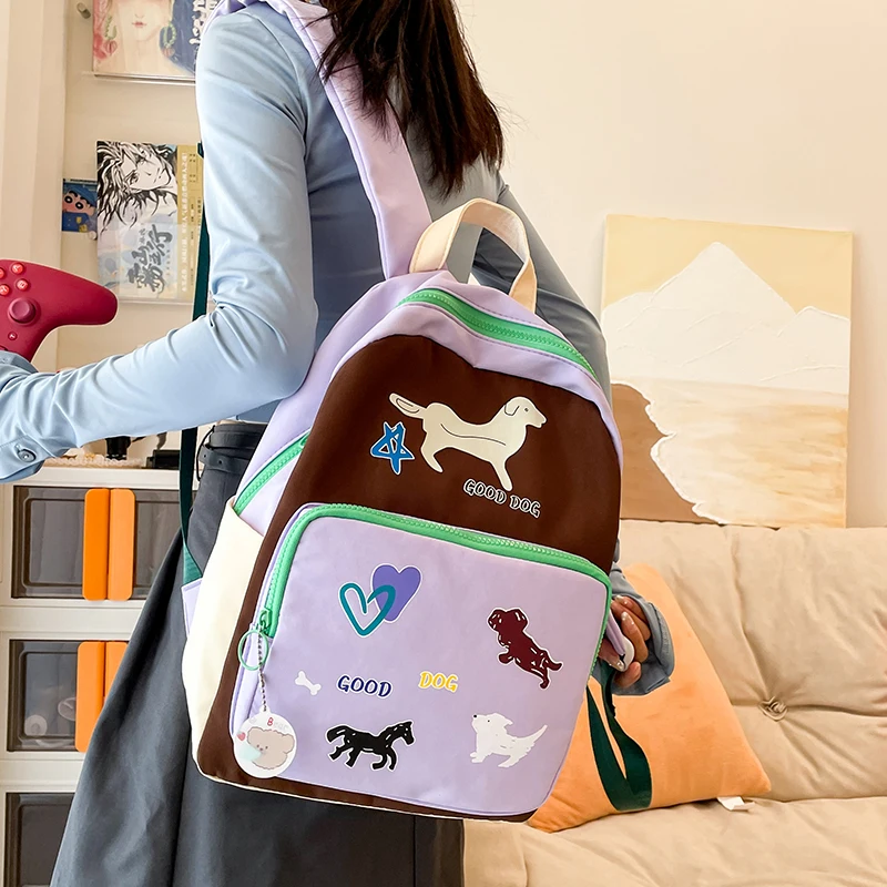 

Graffiti Schoolbag Backpack Junior High School Student Double-Shoulder Bags Casual Girls Large-Capacity Waterproof Color Match