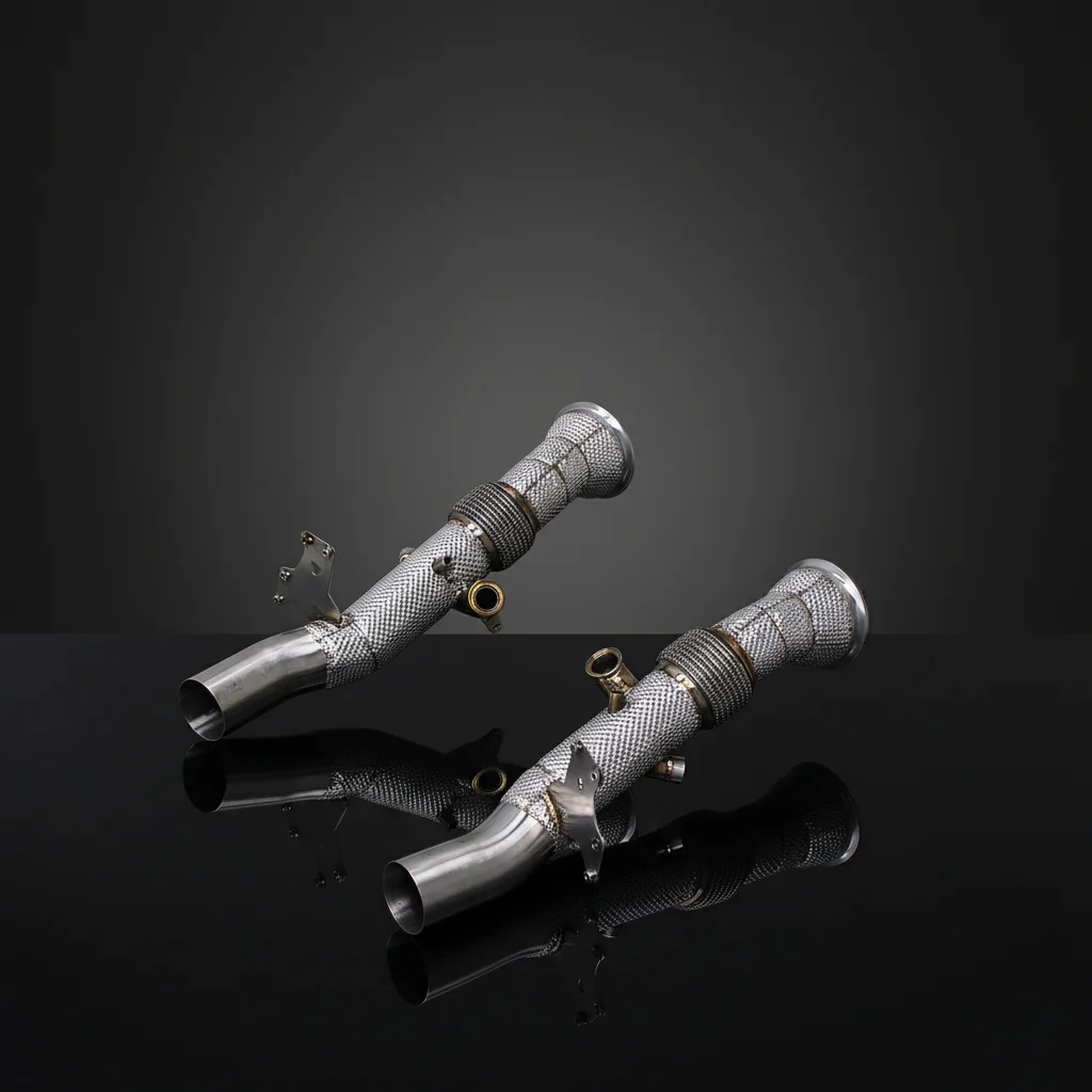 Фото Выхлопная труба Yooking Straight Downpipe для Ferrari 296 GTB V6 3.0T 2021-2024, T304, спортивная, с открытым потоком, для гонок №1