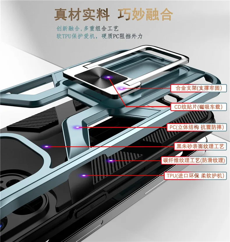 Case For Iphone 14 13 12 11 Pro Xs Max 8 7 Armor Designed Shockproof Rugged Military Grade Protective Slide Lens Protector Case