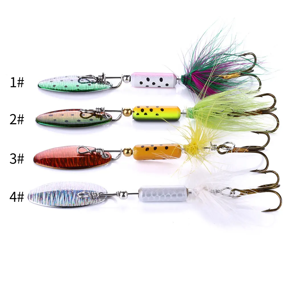

4PCS /lot Spinner Bait 6.5CM-3.5G-8# Spoonbait Set Wobblers for Pike Crochet Kit Artificial Bait Metal Spinner Fishing Lure