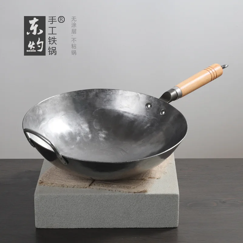 

Chinese Traditional Iron Wok Handmade Hammering Large Wok Non-stick Non-coating Best Wok Wrought Iron Gas Cookware