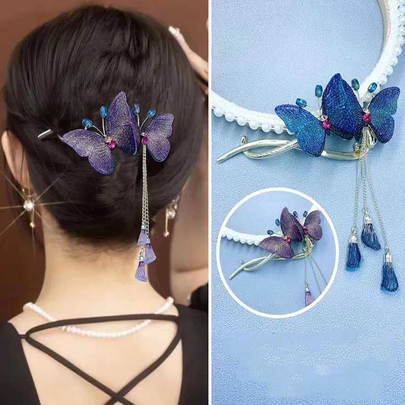 

Blue Butterfly Hair Claw Clip Fashion Ladies Shark Clip Barrette Hairpin Headwear Women Girls Hair Accessories