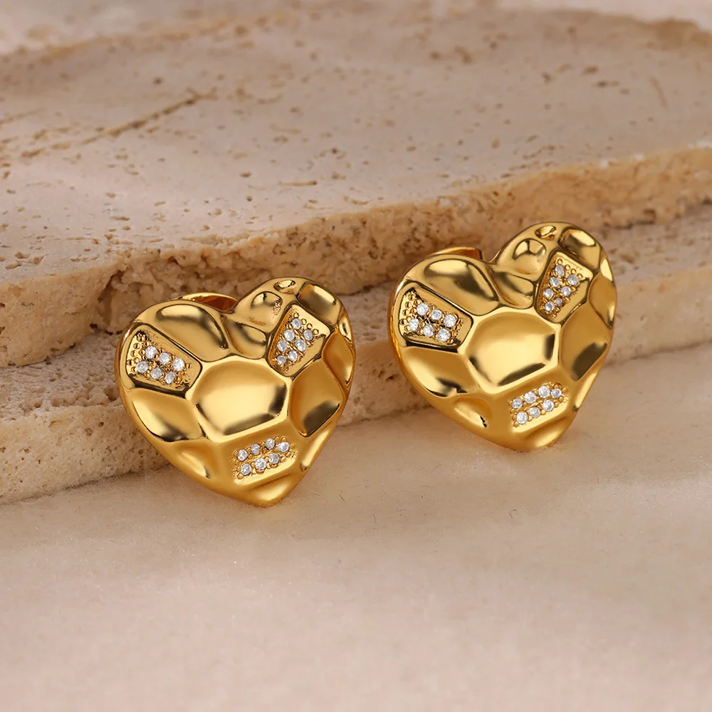 Женские серьги-гвоздики в форме сердца из нержавеющей стали