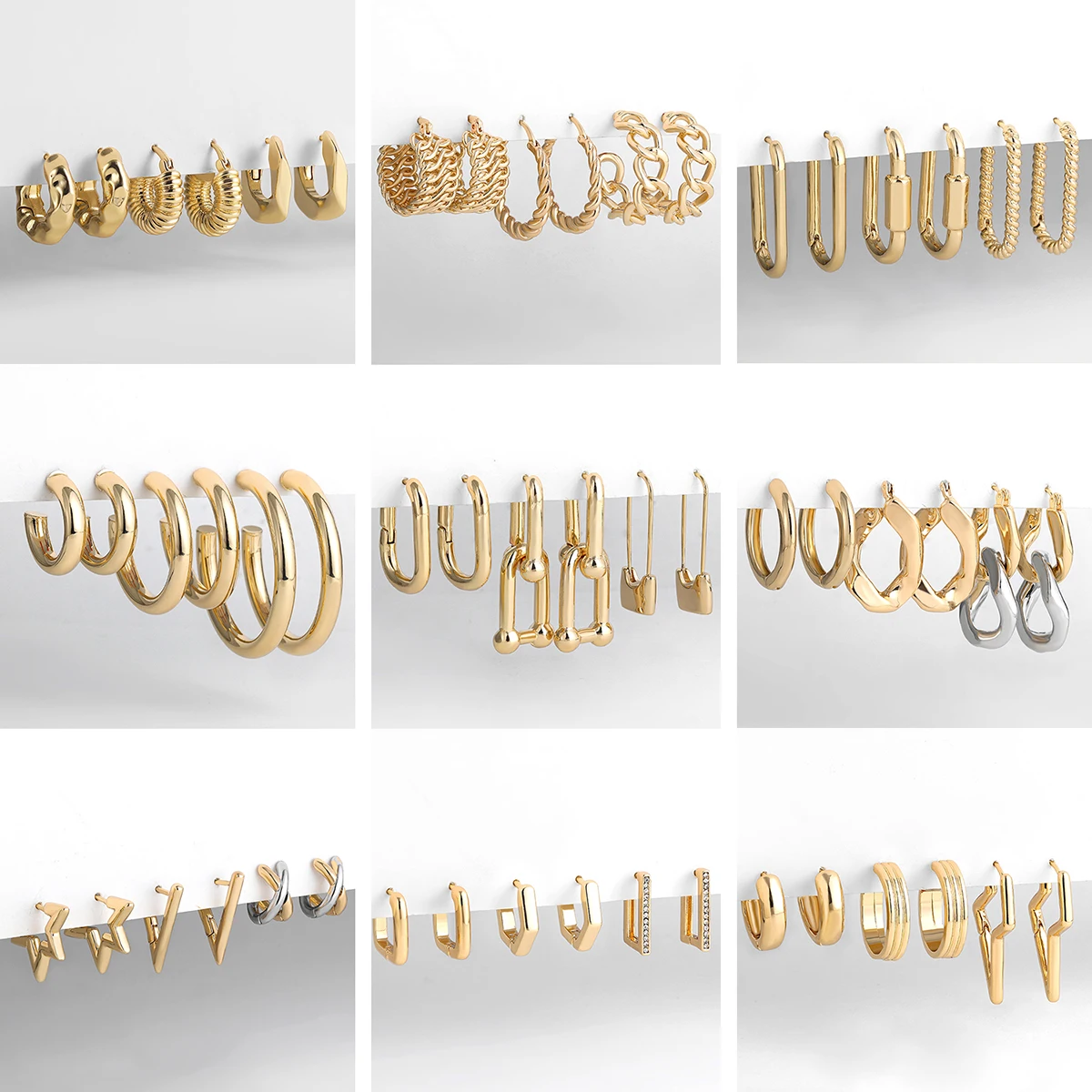 

Fashion Gold Color Small Hoop Earrings for Women Punk Hip Hip Geometric U-shaped Twisted Ear Buckle Statement Jewelry Gift 2022