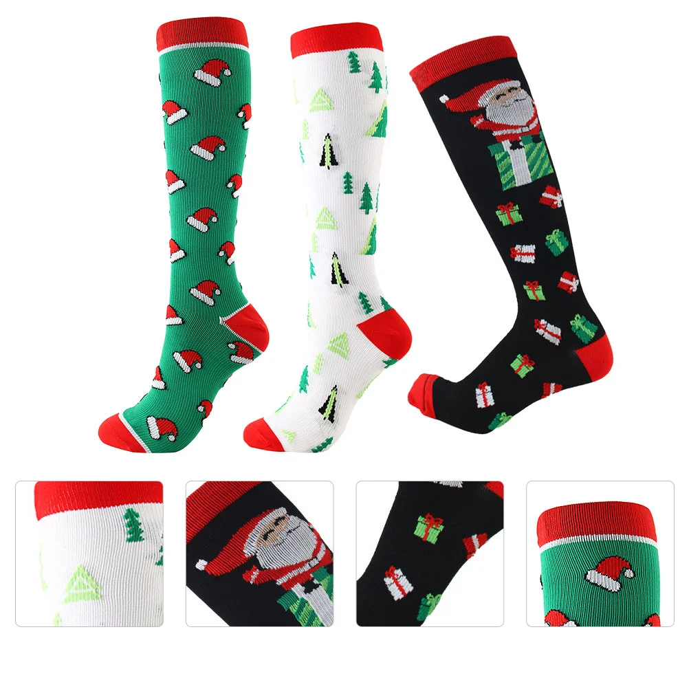

3 Pairs Stockings Christmas Compression Socks Breathable Stockings