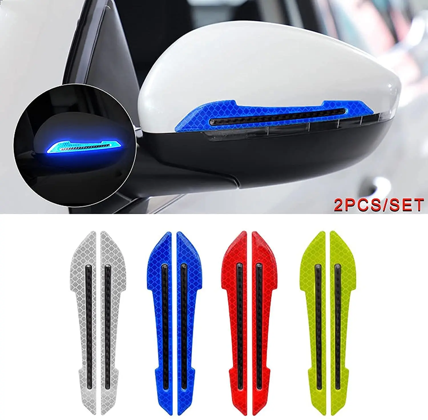 

3D Car Reflective Sticker Rearview Mirror Warning Stickers Auto Door Anti-Collision Protective Decorative Paster for Cars Safety