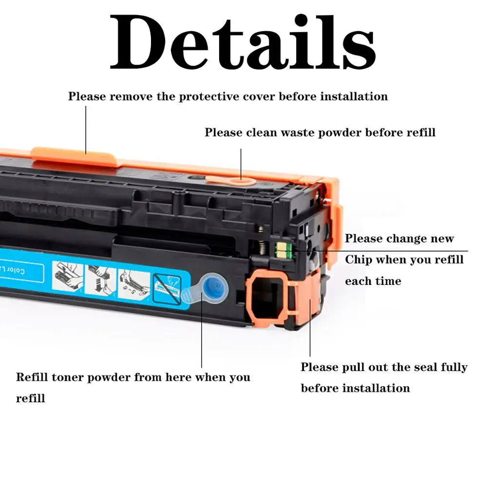Фото Тонер-картридж для HP LaserJet Pro 200 Color M251 M251NW M276 M276 MFP M276NW M276NW MFP M251 M251NW M276 M276NW 131A 131X №4