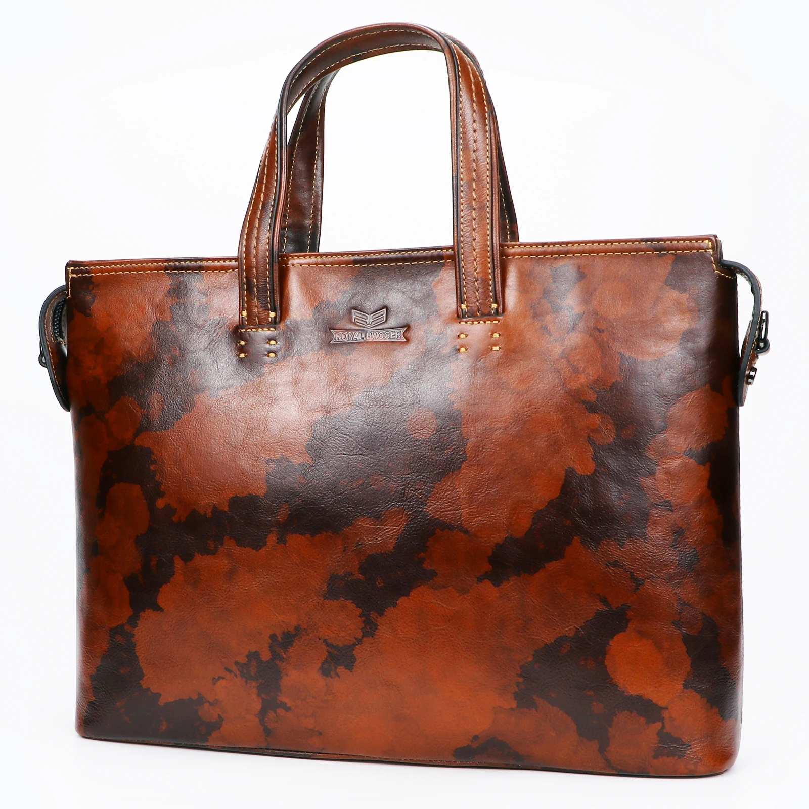 Royal Bagger Business 15 Inch Laptop Bag Briefcase Men Genuine Cow Leather Male Camouflage Shoulder Messenger Bags Man Handbag