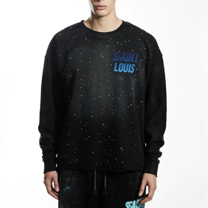 Свитшот с круглым вырезом и длинным рукавом из хлопка