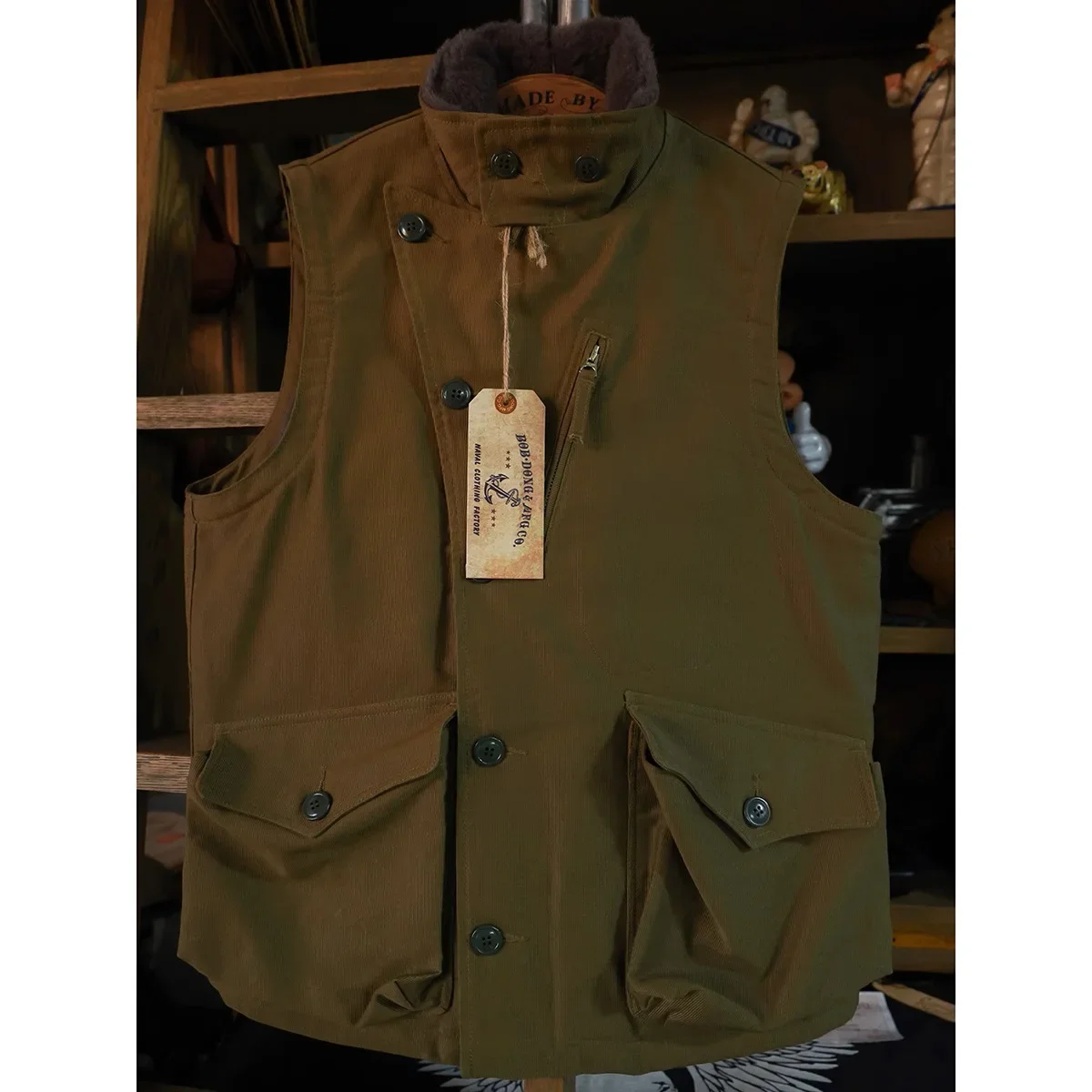 Зимний жилет-авиатор BOB DONG мужской жилет с воротником-стойкой в байкерском стиле