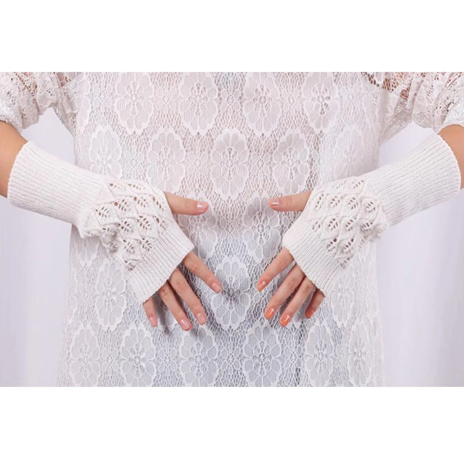 

Winter Gloves Women Goth Clothes Girl Knitted Arm Fingerless Keep Warm Winter Gloves Soft Warm Guantes Ciclismo Invierno