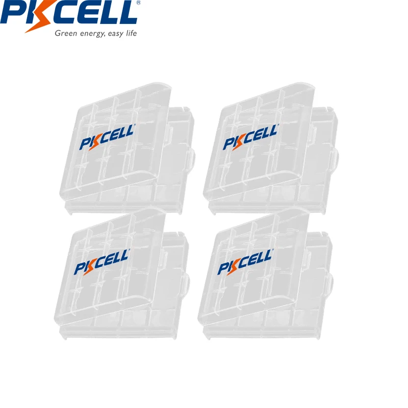 

4Pcs PKCELL AA AAA Battery Storage Box Hard Plastic Case Cover Holder Protecting Case With Clips For AA AAA Battery Storage Box