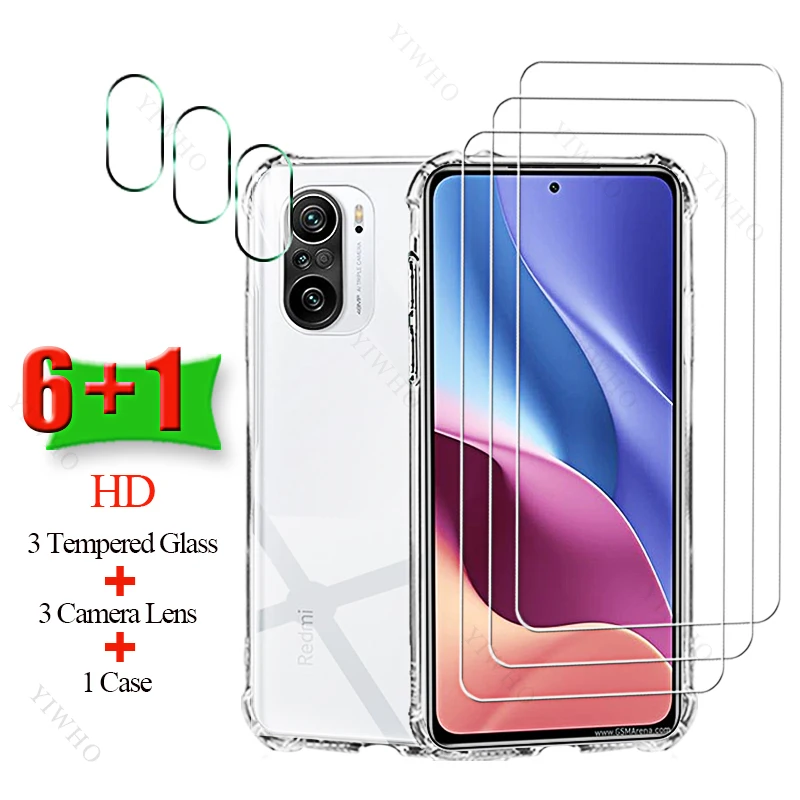 6 + 1 полное клеевое закаленное стекло для Xiaomi Redmi K40 Pro Plus + мягкий чехол для HD-камеры Защита экрана для Redmi K 40Pro 40Pro +