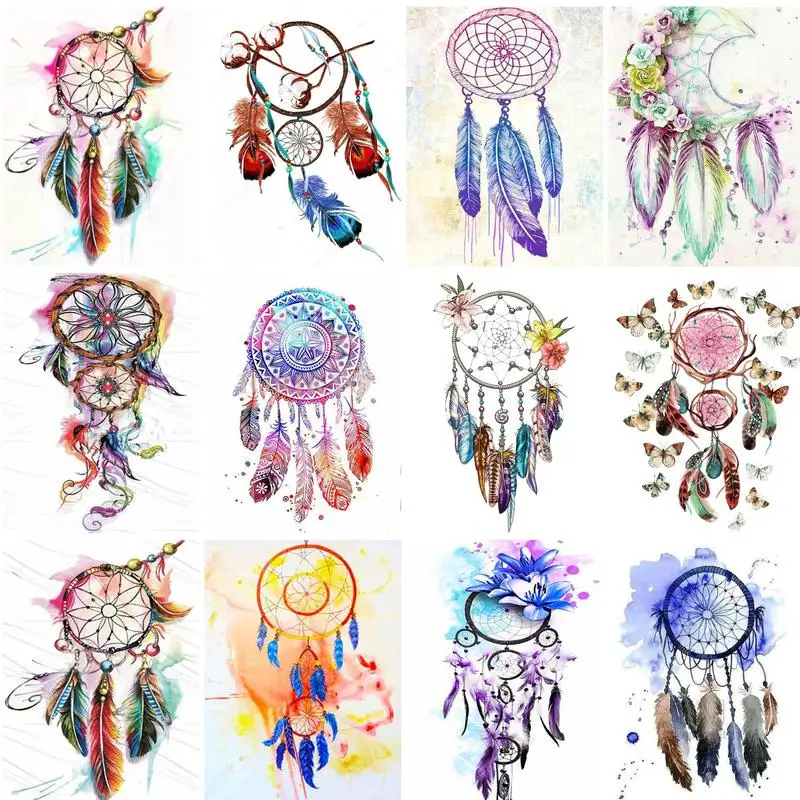 

RUOPOTY DIY Pictures By Number Kits Drawing On Canvas Painting By Numbers Dream catcher Hand Painted Gift Home Decoration