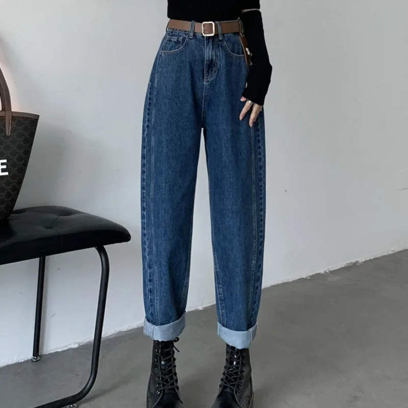 Y2k Blue Jeans Woman High Waist Streetwear Korean Fashion Female Clothing Vintage Clothes Harem Pants Women Women's Baggy 2022