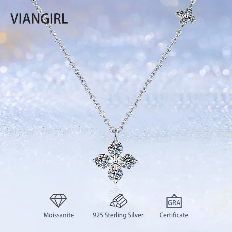 Женское ожерелье с муассанитом cttw 1 2 сертификатом GRA модное роскошное из серебра