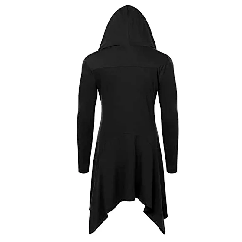 Мужское винтажное пальто средневековое с капюшоном тонкий плиссированный