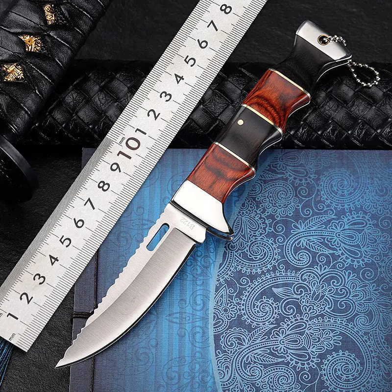 

High Hardness Hunting Knife Outdoor Folding Knife 7CR Blade Wood Handle Camping Hunting Tactical EDC Tools Xmas Gift Knives