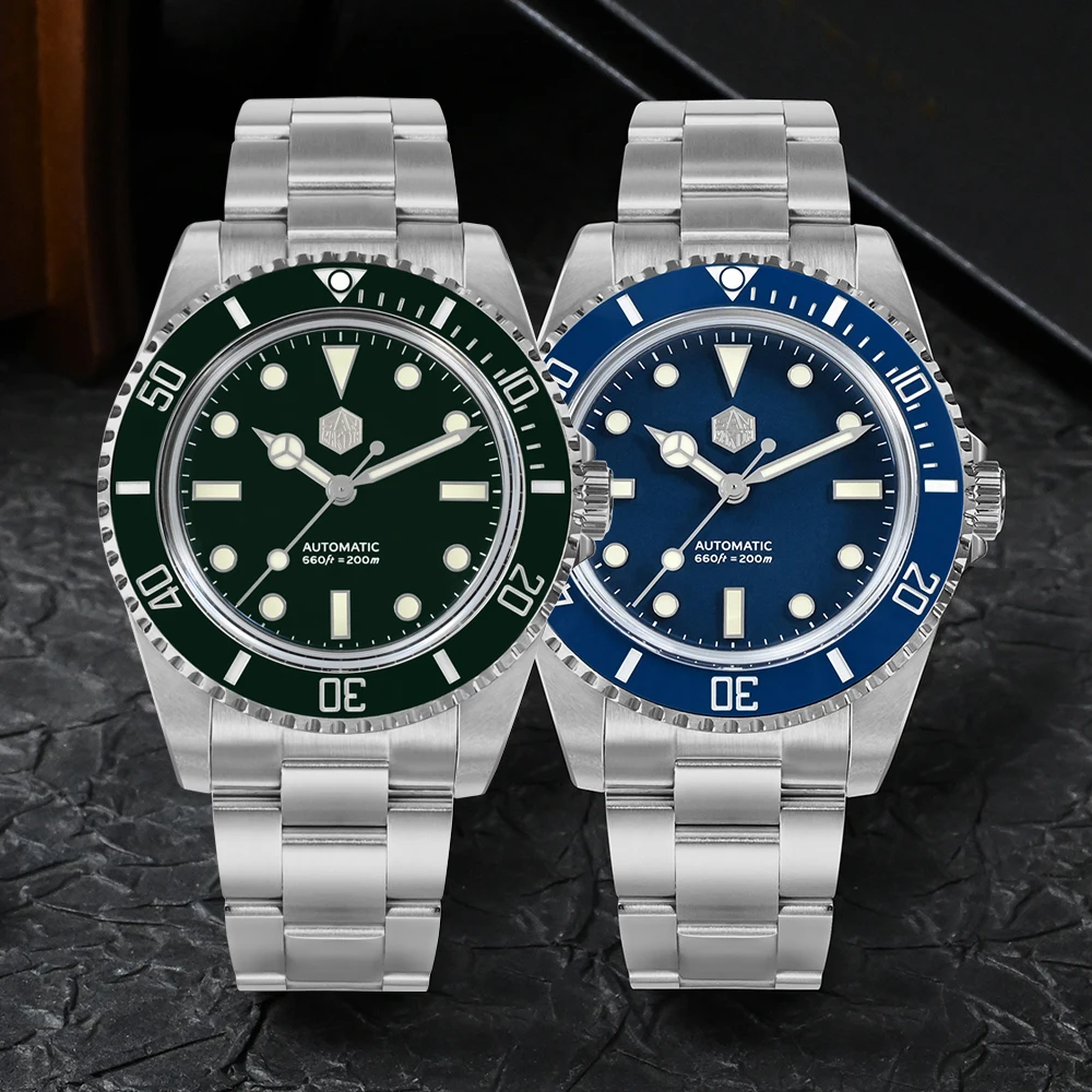 

San Martin 40mm Top Watch for Men Classic Luxury Sapphire YN55 Diver Water Ghost Automatic Mechanical Wristwatch 20 ATM Luminous