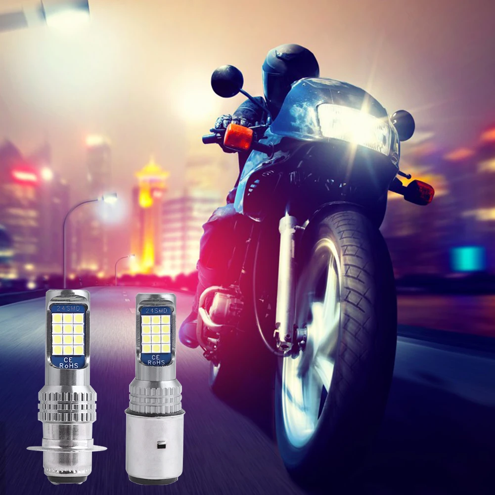 Светодиодные лампы H4 BA20D P15D для мотоциклетных фар 6000k дальний/ближний свет 3030 12SMD