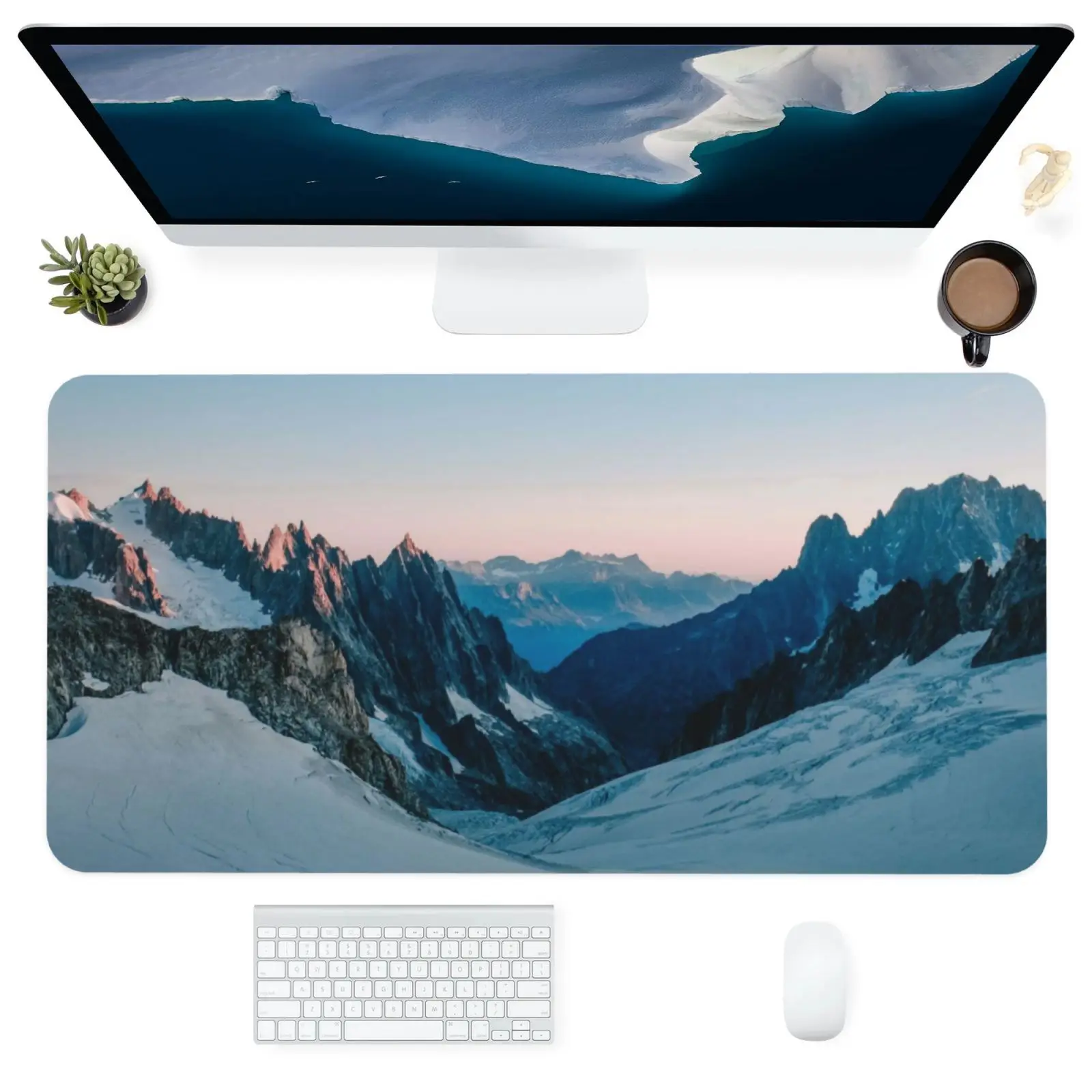 

Keyboard Computer Office Supplies Accessories Mouse Pad Durable Personalized Desk Pads Mats Snowy Mountains MousePad 400x900MM
